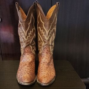 Nocona Brown Ostrich Leather Boots